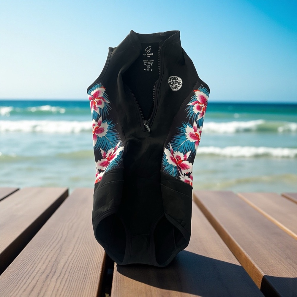 Rip Curl Black Wetsuit with Colorful Accents Size 8W. 1mm G-BOMB Bodysuit